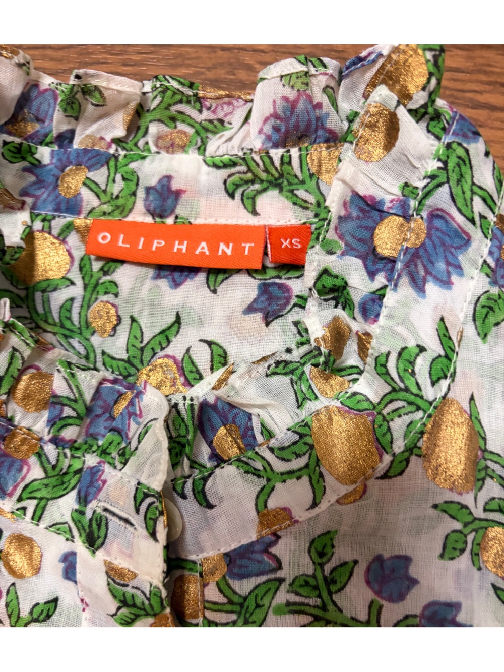 Oliphant Floral Mini Dress in Cream, Blue, Green - Picture 10 of 11